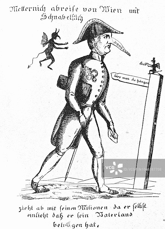 1848年梅特涅侯爵讽刺漫画图片素材