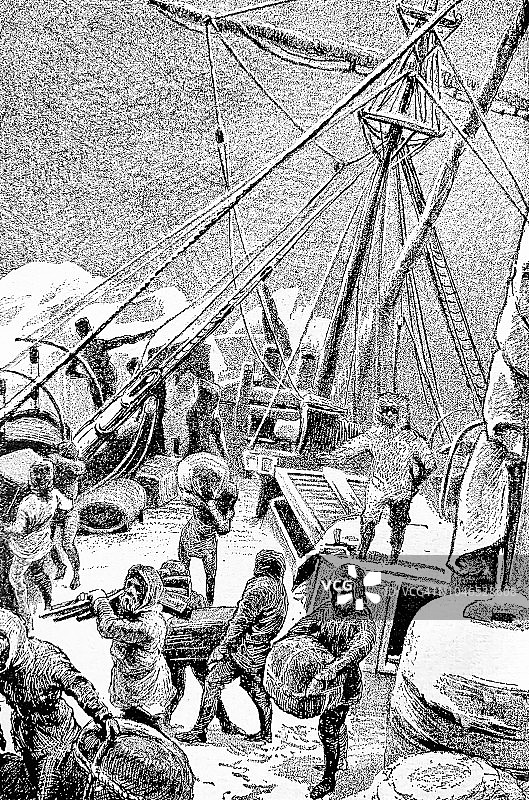 在北极研究船上工作的船只图片素材