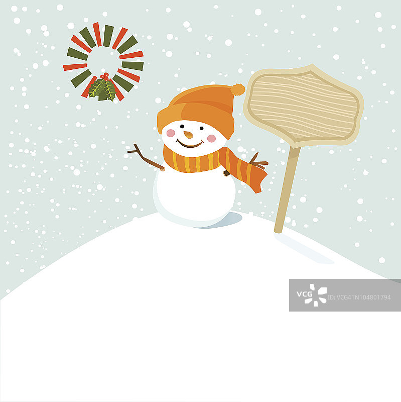 快乐的雪人和标牌图片素材