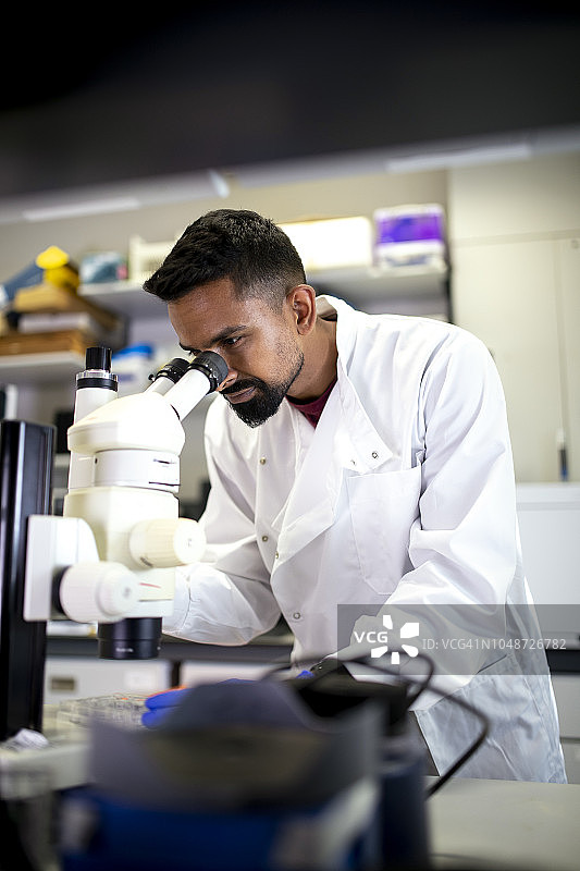 在实验室工作的自信男生物化学家图片素材