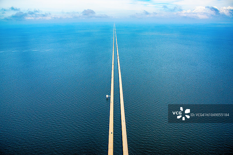 庞恰特雷恩湖堤道航拍图片素材