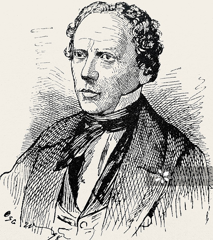 德国作家路德维希·乌兰德（1787-1862）图片素材