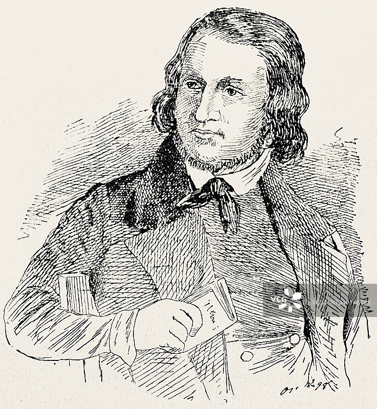 霍夫曼·冯·法勒斯雷本，德国作家，1798-1874图片素材