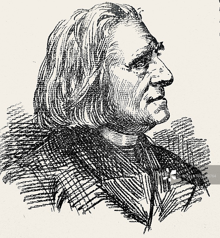 作曲家弗兰茨·李斯特 (1811-1886)图片素材