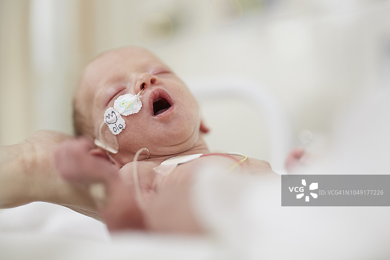 保温箱中的早产女婴图片素材