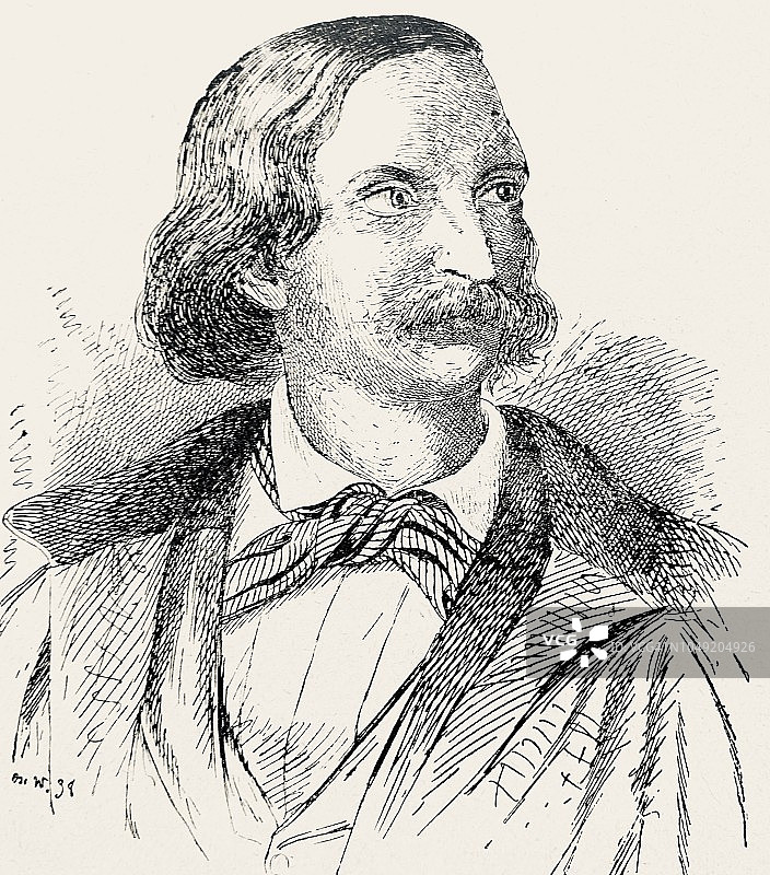 保罗·海泽，德国作家，1830-1914图片素材