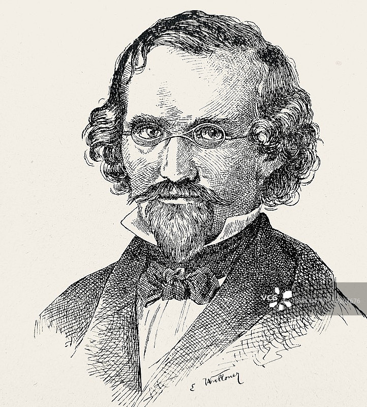 弗里德里希·博登施泰特，德国作家，1819-1892年图片素材