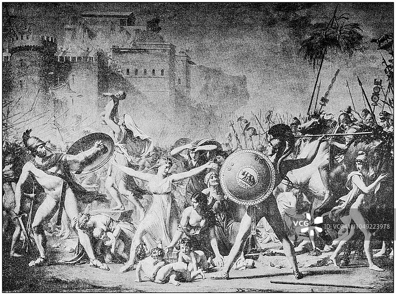 古董绘画插图：萨宾妇女的归来图片素材