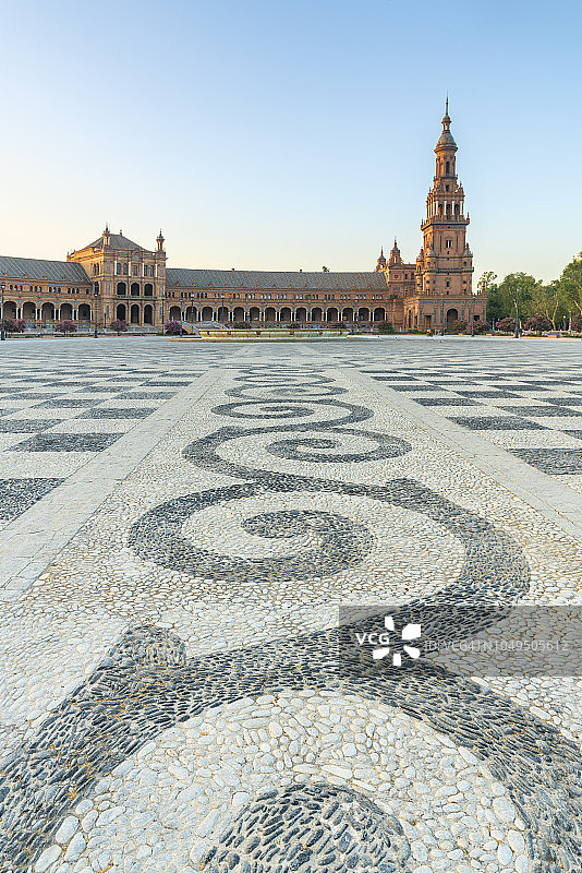 西班牙广场的马赛克石材地面，塞维利亚图片素材