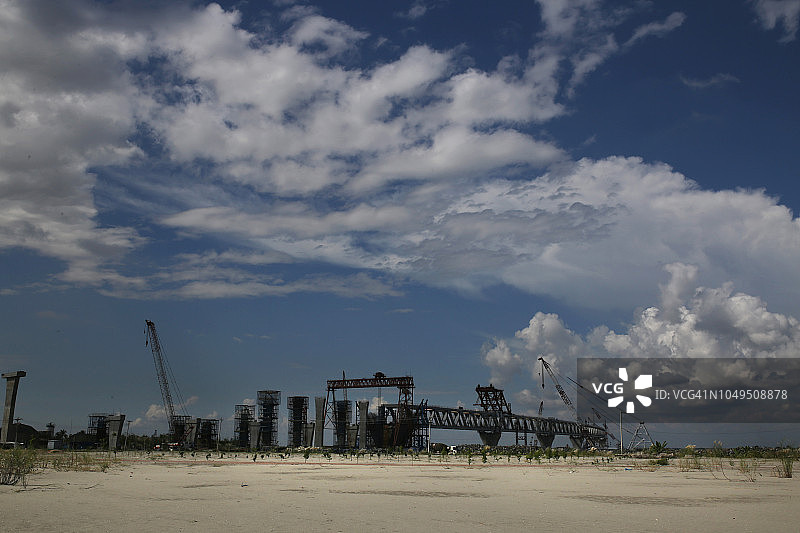 建设中的帕德玛大桥图片素材