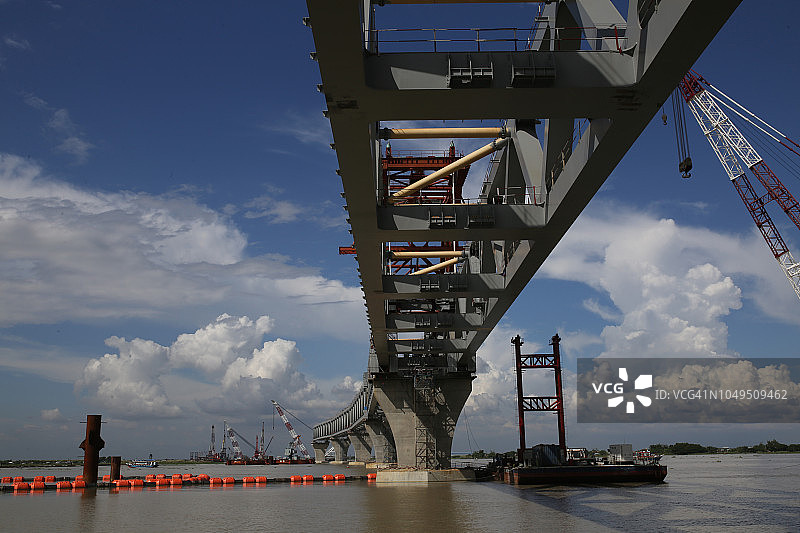 建设中的帕德玛大桥图片素材