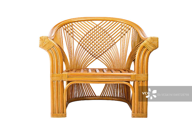 白色背景下的现代藤椅图片素材