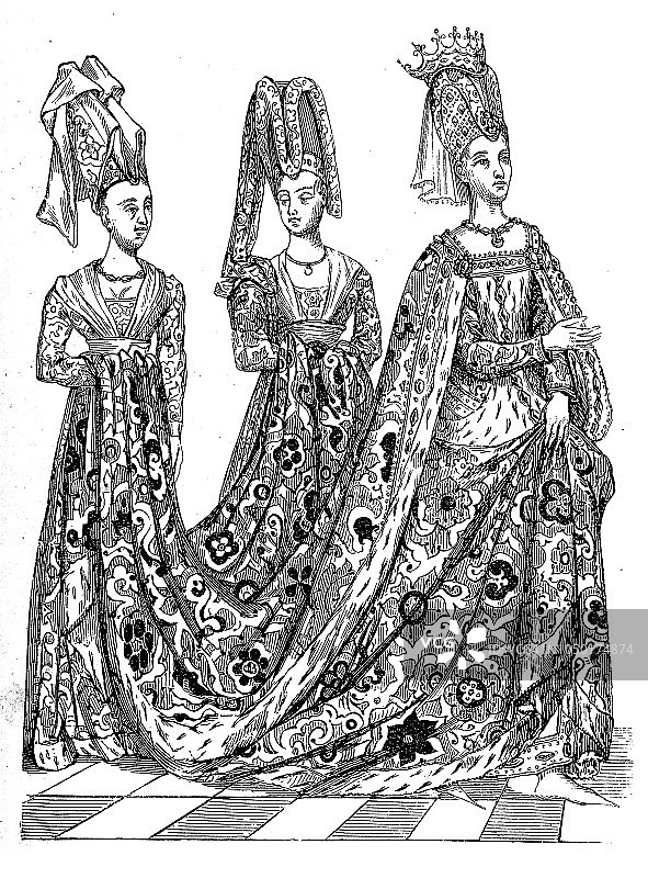 15世纪的服装设计：法国王后巴伐利亚的伊莎博图片素材