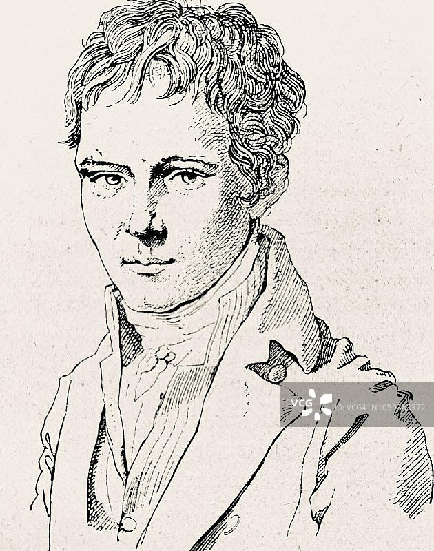 亚历山大·冯·洪堡，德国科学家，1769-1859年图片素材