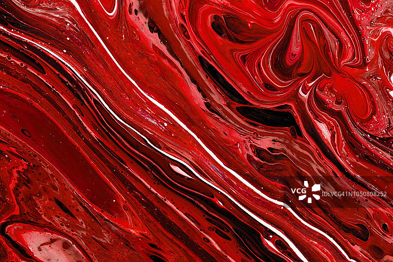 抽象彩色背景纹理流体丙烯画。红色图片素材