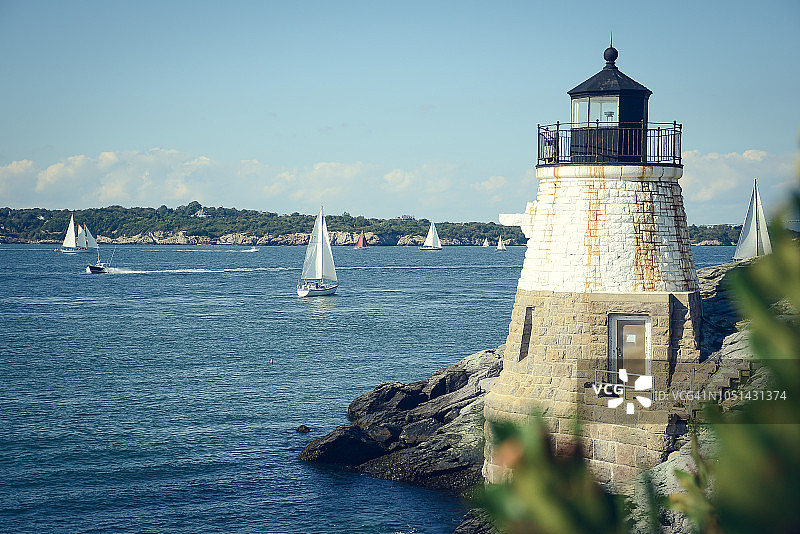 罗德岛的城堡山灯塔图片素材