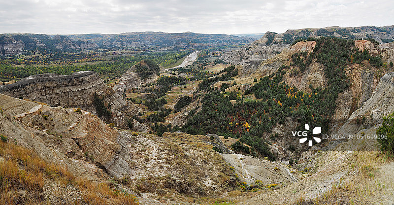 西奥多·罗斯福国家公园北区牛轭湾全景图片素材