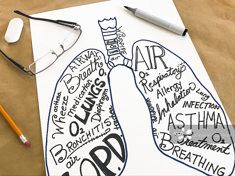 手绘肺部图片素材