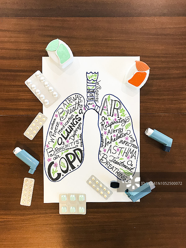 手绘肺部图片素材