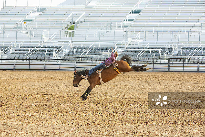 牛仔竞技表演：公牛骑乘图片素材