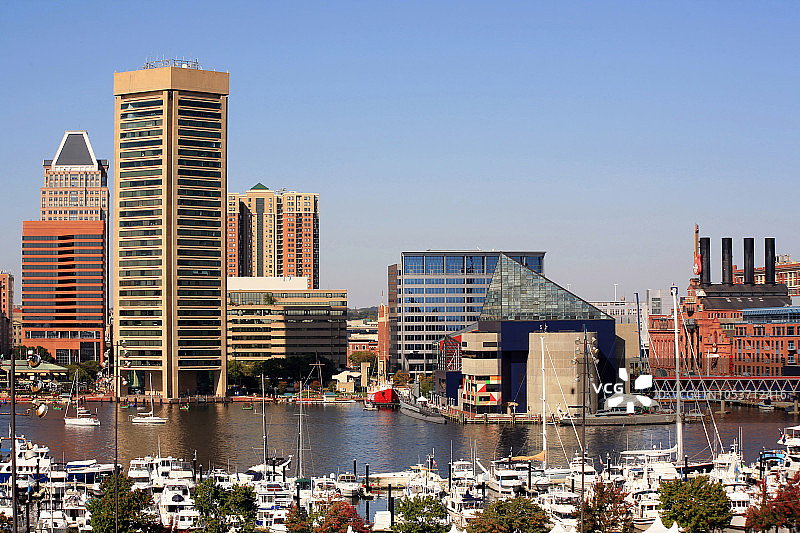 美国马里兰州巴尔的摩内港和天际线图片素材