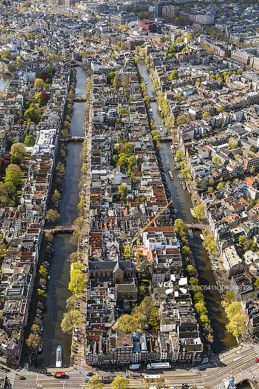 城市景观：荷兰阿姆斯特丹的运河图片素材