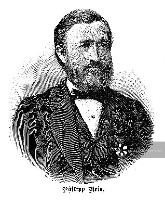 菲利普·赖斯，德国发明家和物理学家，1834-1874年图片素材