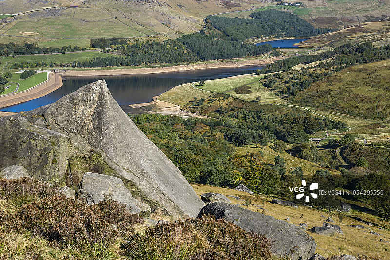 英格兰大曼彻斯特峰区鸽石水库风光图片素材