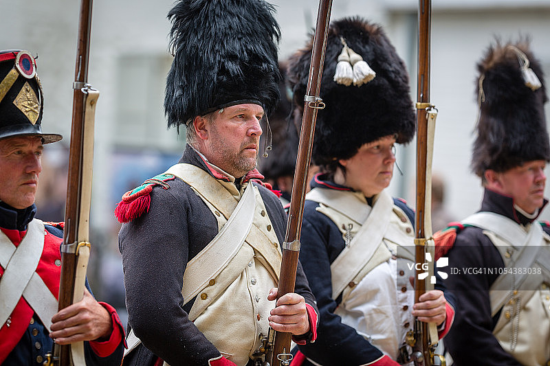 2018年滑铁卢历史重演中的拿破仑时代重演者图片素材