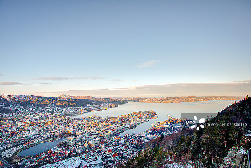 从乌尔里肯山看到的挪威卑尔根图片素材