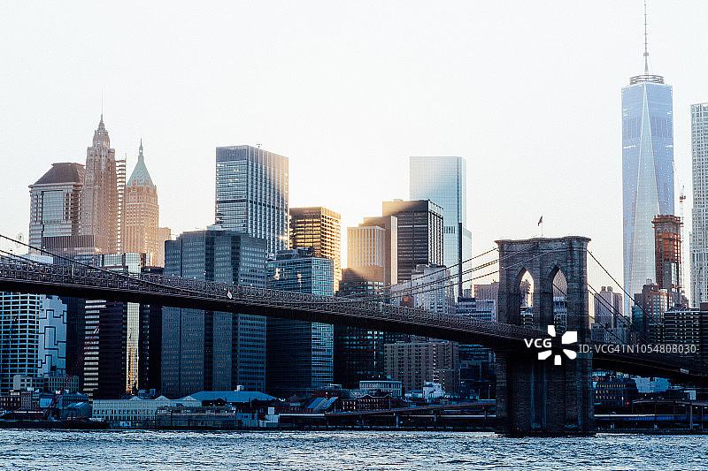 布鲁克林大桥日落图片素材