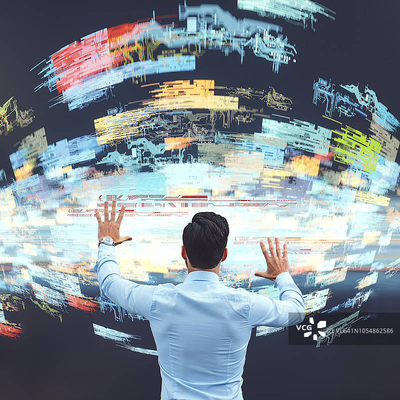 与VR环境交互的商人图片素材