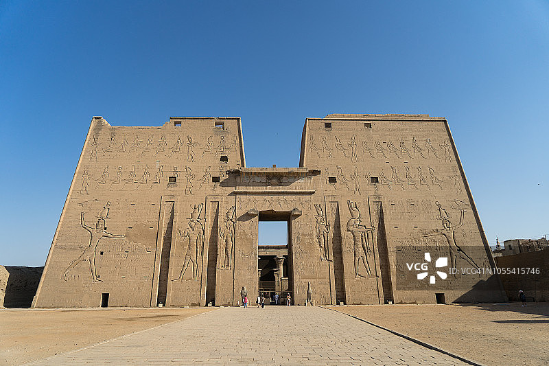 埃及埃德夫神庙荷鲁斯与奥西里斯石雕遗址图片素材