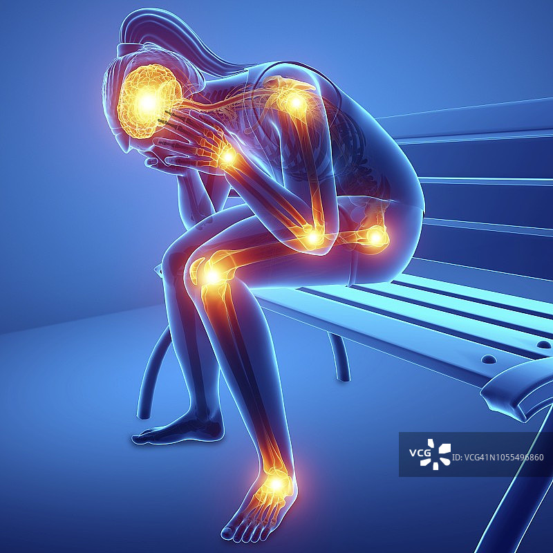 关节疼痛的女人插画图片素材