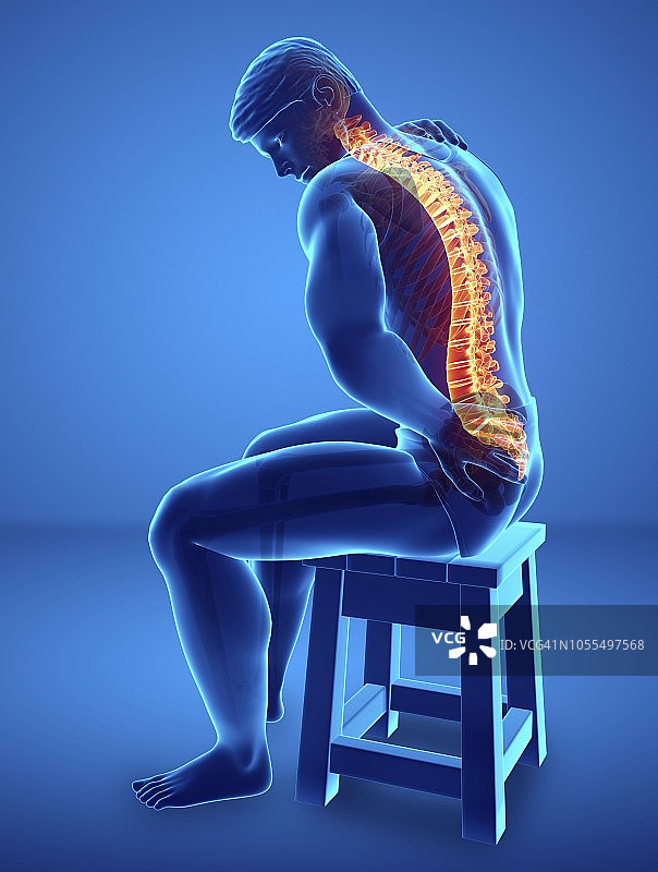 背痛的男人，插图图片素材