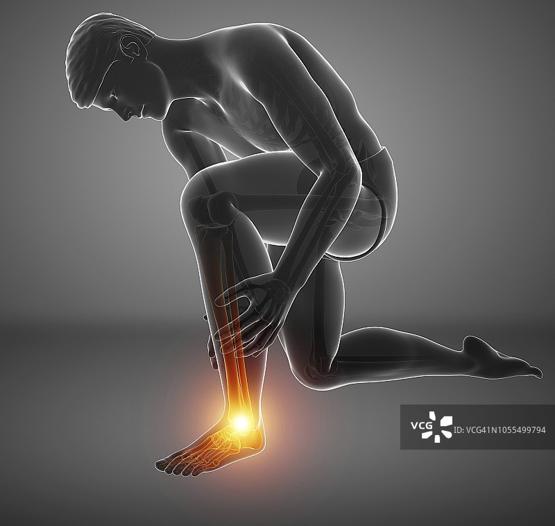 脚痛的男人插画图片素材