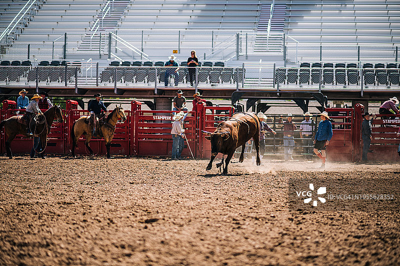 竞技场上骑公牛的牛仔竞技和牛仔图片素材