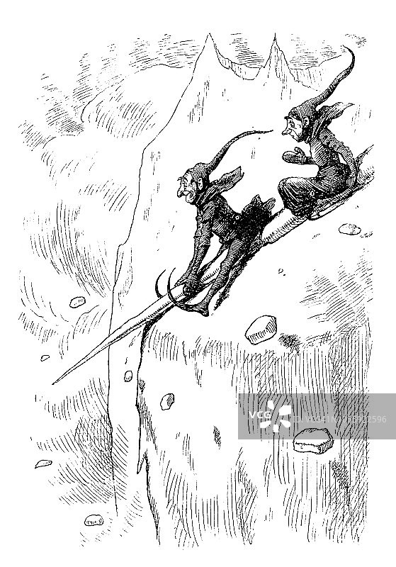 英国伦敦讽刺漫画：为两个侏儒制作的冰柱图片素材