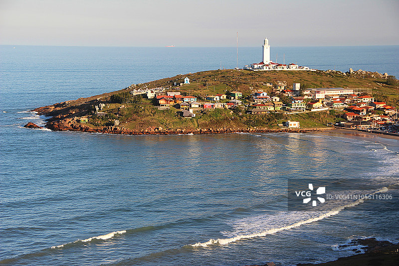巴西圣卡塔琳娜州拉古纳圣玛尔塔灯塔全景图片素材