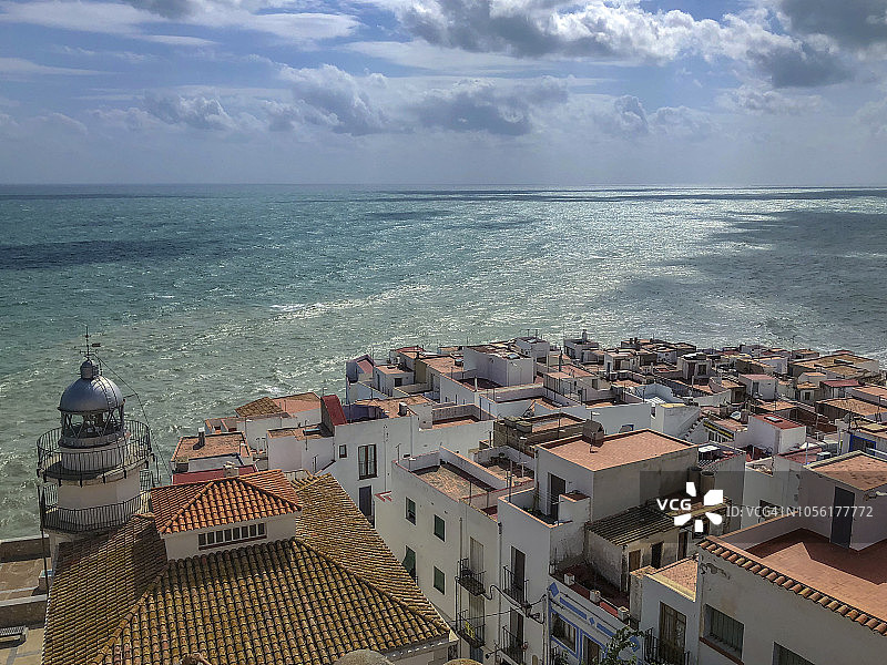 佩尼斯科拉市和地中海图片素材