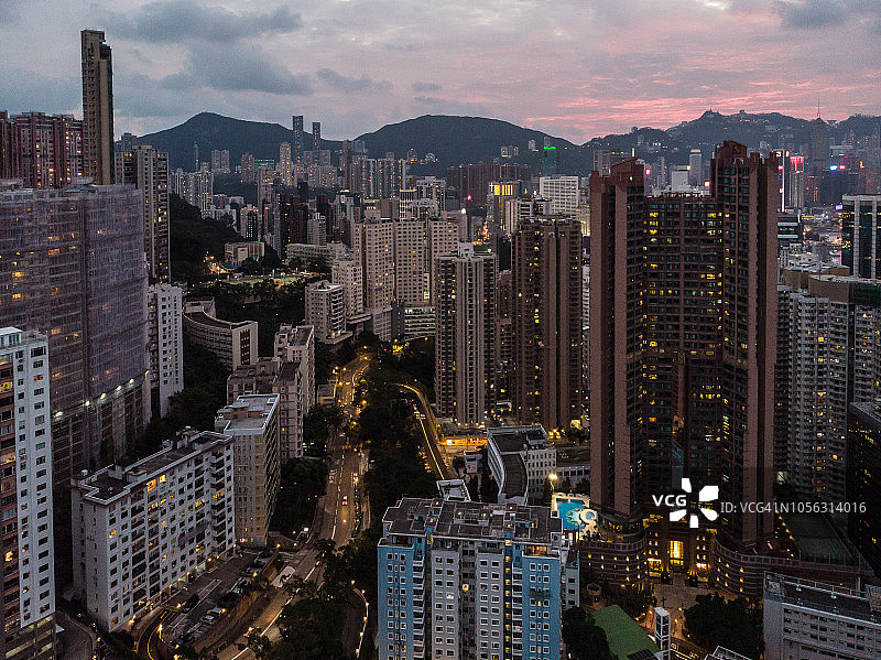 中国香港北角区日落图片素材