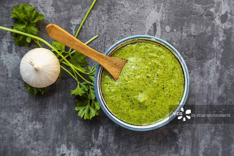 阿根廷青酱烤肉酱俯视特写图片素材