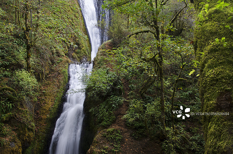 哥伦比亚河峡谷新娘面纱瀑布图片素材