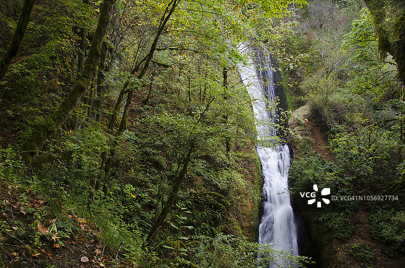 哥伦比亚河峡谷新娘面纱瀑布图片素材