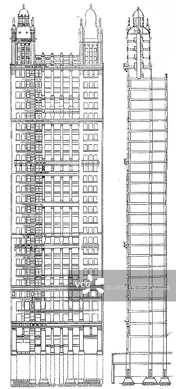 纽约公园街大楼横截面图片素材