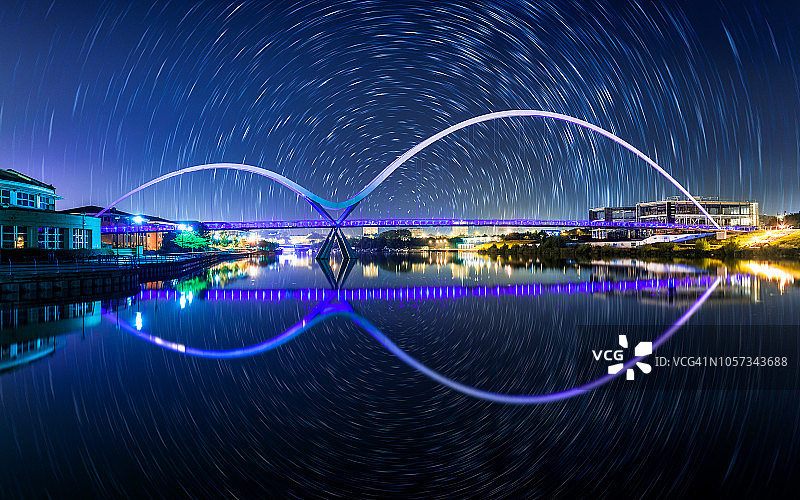 英格兰米德尔斯堡附近蒂斯河畔斯托克顿的无限桥图片素材