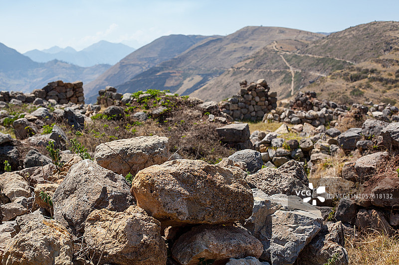 秘鲁的岩石、碎石和古老堡垒图片素材