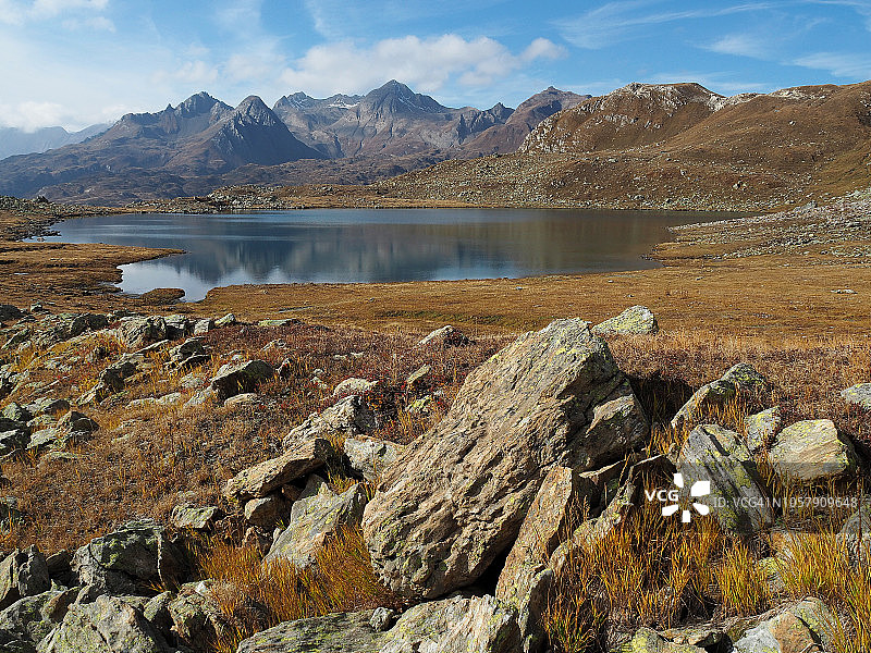 福尔马扎山谷博登湖的高山景观图片素材