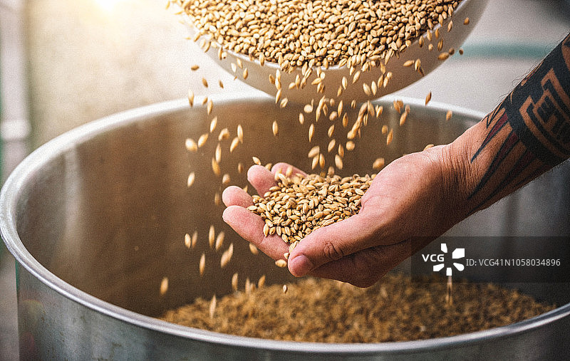 农民拿着谷物图片素材