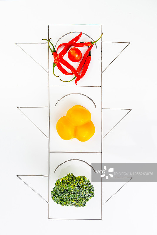 蔬菜做的交通灯图片素材